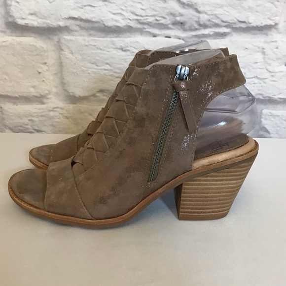 Sofft 8.5 Mckenna Suede Leather Metallic Sandals Braided Comfort Shoes Tan Taupe - Picture 13 of 13
